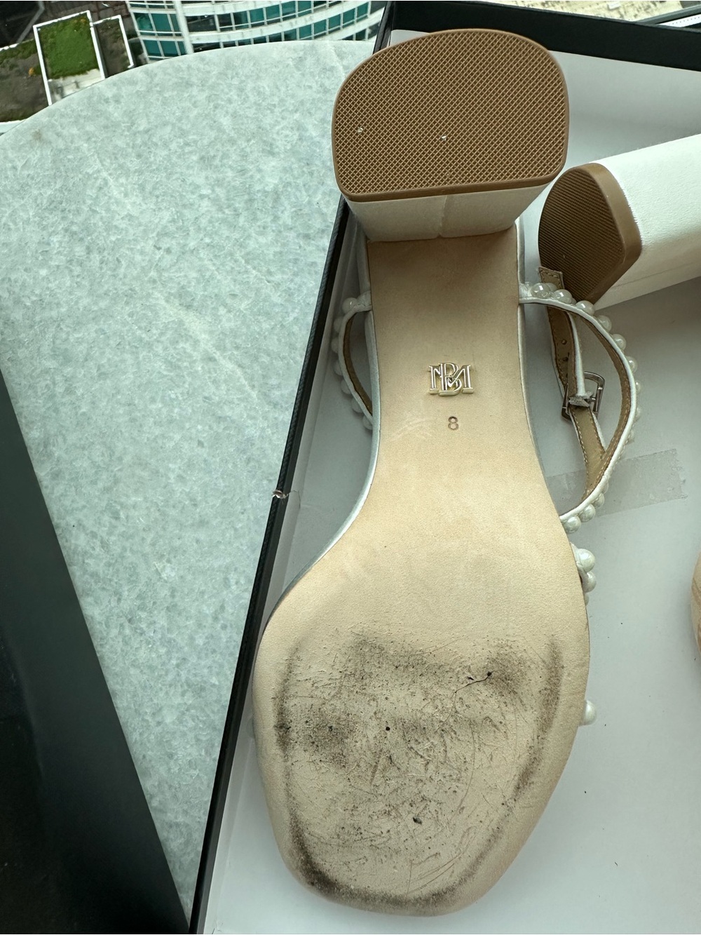 Badgley Mischka White Satin Giabella Heels - Picture 2 of 2
